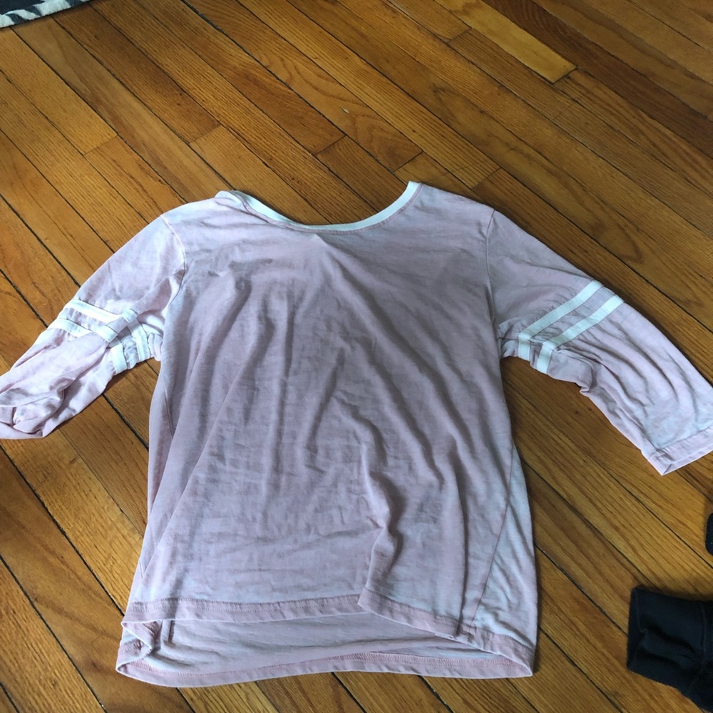white and dusty pink tee shirt